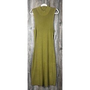 Ophelia Roe Knit Maxi Dress XL Olive Ribbed Sleeveless Tank Stretch Fall Winter